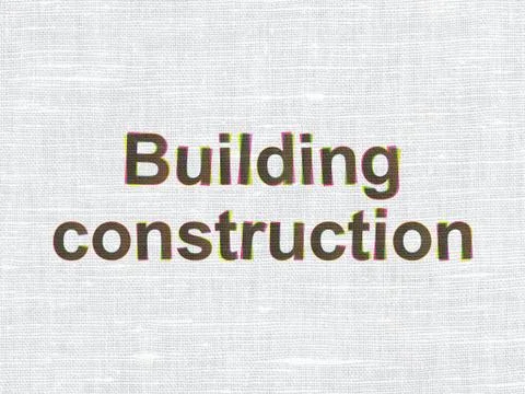 Building construction concept: Building Construction on fabric texture Ilustración de archivo