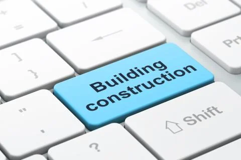 Building construction concept: Building Construction on computer keyboard 스톡 일러스트