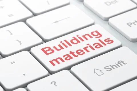 Building construction concept: Building Materials on computer keyboard Ilustración de archivo