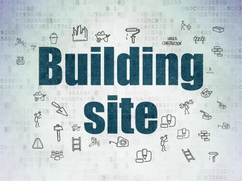Building construction concept: Building Site on Digital Data Paper background Ilustración de archivo