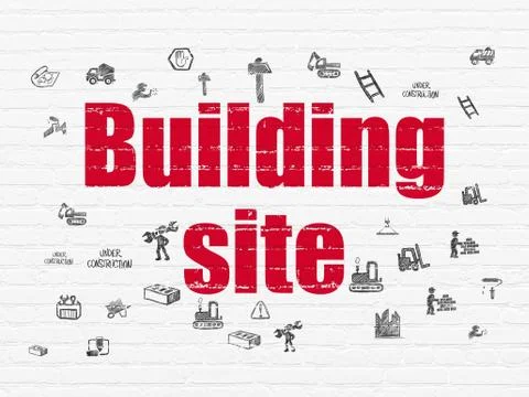 Building construction concept: Building Site on wall background Ilustración de archivo