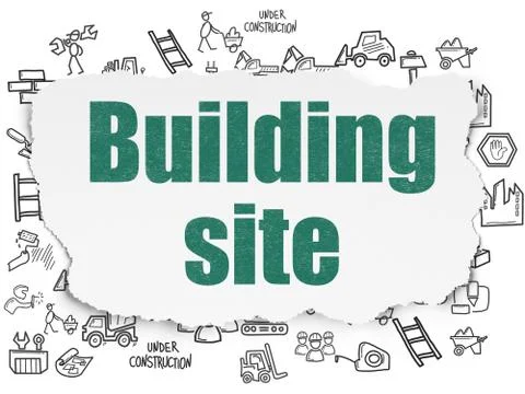 Building construction concept: Building Site on Torn Paper background Ilustración de archivo