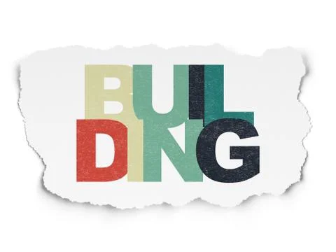 Building construction concept: Building on Torn Paper background Ilustración de archivo