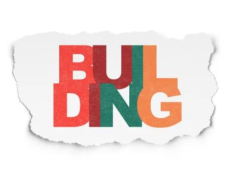 Building construction concept: Building on Torn Paper background Ilustración de archivo