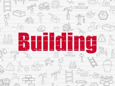 Building construction concept: Building on wall background Stock Illustration