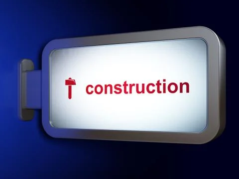 Building construction concept: Construction and Hammer on billboard background Ilustración de archivo