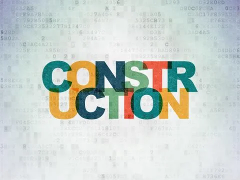 Building construction concept: Construction on Digital Data Paper background Illustrazione stock