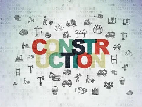 Building construction concept: Construction on Digital Data Paper background Stockillustratie