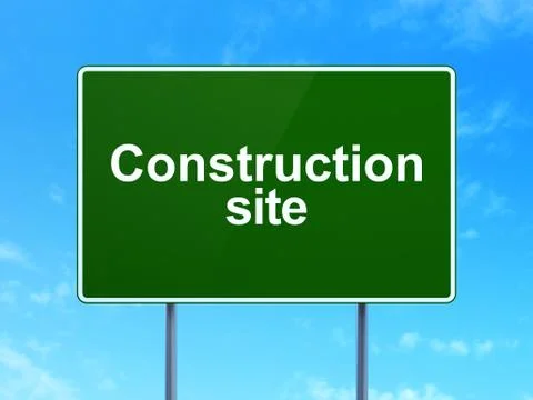 Building construction concept: Construction Site on road sign background Ilustración de archivo