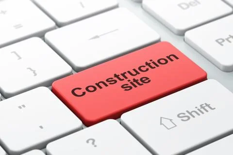 Building construction concept: Construction Site on computer keyboard background 스톡 일러스트