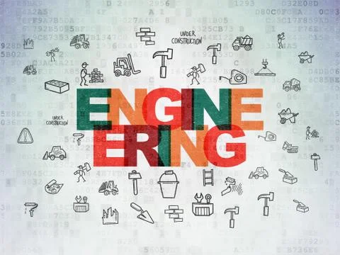 Building construction concept: Engineering on Digital Data Paper background Stock Illustration