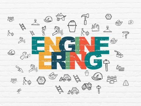 Building construction concept: Engineering on wall background Ilustración de archivo