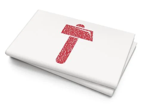 Building construction concept: Hammer on Blank Newspaper background Ilustración de archivo