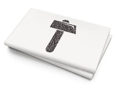 Building construction concept: Hammer on Blank Newspaper background Ilustración de archivo