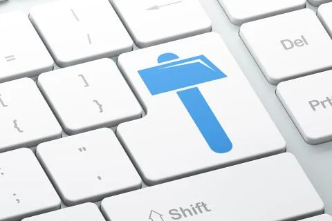 Building construction concept: Hammer on computer keyboard background Stock Illustration