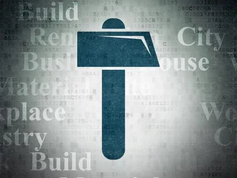 Building construction concept: Hammer on Digital Data Paper background Stock Illustration