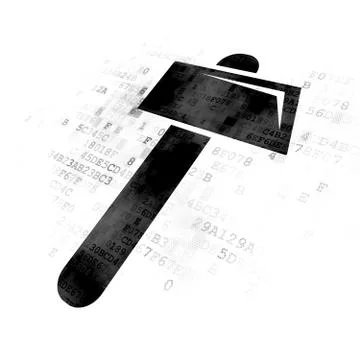 Building construction concept: Hammer on Digital background Ilustración de archivo