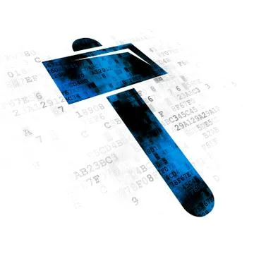 Building construction concept: Hammer on Digital background Ilustración de archivo