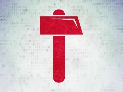 Building construction concept: Hammer on Digital Data Paper background Ilustración de archivo