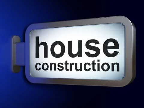 Building construction concept: House Construction on billboard background Ilustración de archivo