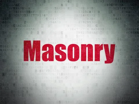 Building construction concept: Masonry on Digital Data Paper background Ilustración de archivo