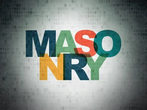 Building construction concept: Masonry on Digital Data Paper background Ilustración de archivo
