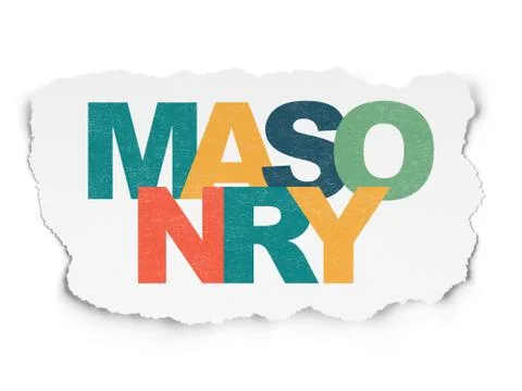 Building construction concept: Masonry on Torn Paper background Ilustración de archivo