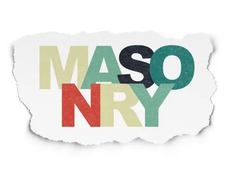 Building construction concept: Masonry on Torn Paper background Ilustración de archivo