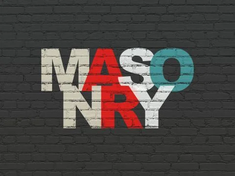 Building construction concept: Masonry on wall background Ilustración de archivo