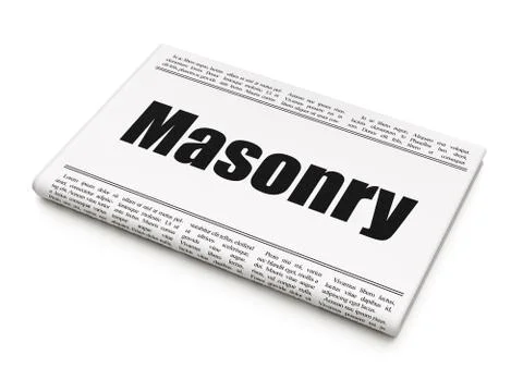 Building construction concept: newspaper headline Masonry Ilustración de archivo