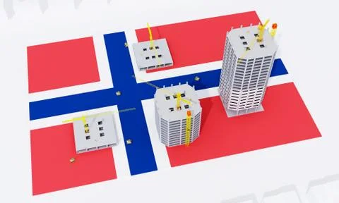 Building construction concept in Norway Stock Illustration