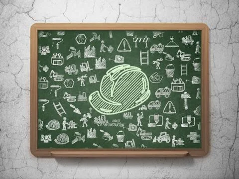 Building construction concept: Safety Helmet on School board background Ilustración de archivo