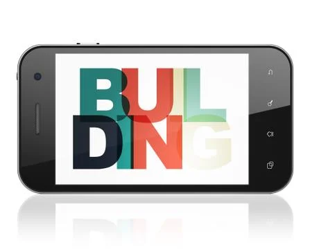 Building construction concept: Smartphone with Building on  display Ilustración de archivo