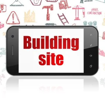 Building construction concept: Smartphone with Building Site on display Ilustración de archivo