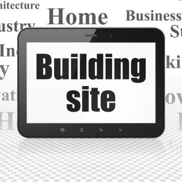 Building construction concept: Tablet Computer with Building Site on display Stock Illustration