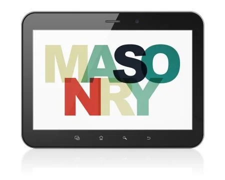 Building construction concept: Tablet Computer with Masonry on  displa Ilustración de archivo