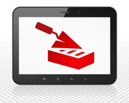 Building construction concept: Tablet Pc Computer with Brick Wall on display Stock Illustration