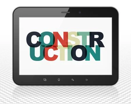 Building construction concept: Tablet Pc Computer with Construction on  display Stock Illustration