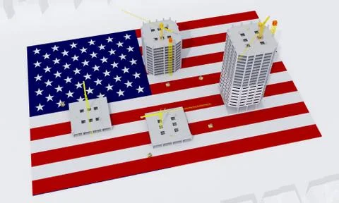 Building construction concept in USA Stock Illustration