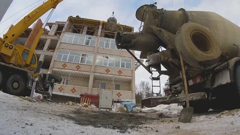 Building construction concrete pouring3 Stock Footage 124007696