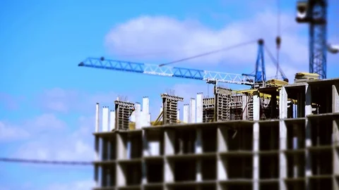 Building construction. Cored concrete structure.Aerial view. Video stock 90407546