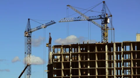 Building construction. Cored concrete structure.Aerial view. Video stock 90407595