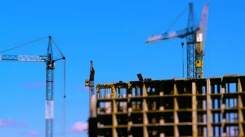 Building construction. Cored concrete structure.Aerial view. Video stock 90407599