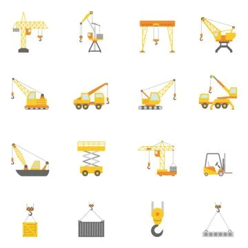 Building construction crane flat icons set Ilustración de archivo