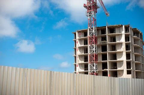 Building construction with crane Stock Photos