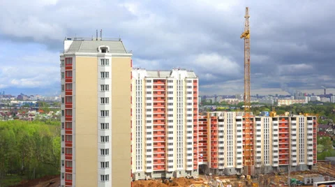 Building Construction - Crane Working - 4K Stock Footage 37827692