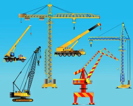 Building construction cranes set. Vector Stock Illustration