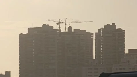 Building in Construction During Sunset Stock Footage 322108117