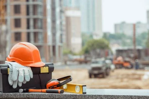 Building construction engineering tools work objects isolated Fotos de archivo