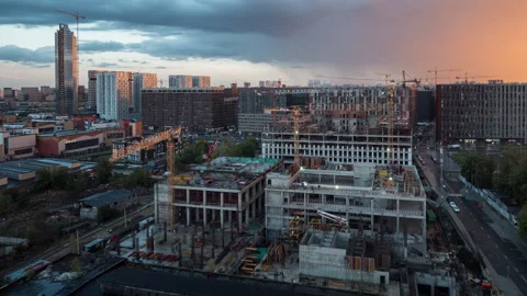 Building construction, evening 스톡 동영상 218994428